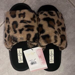 Jessica Simpson Cheetah Print Plush Slippers
